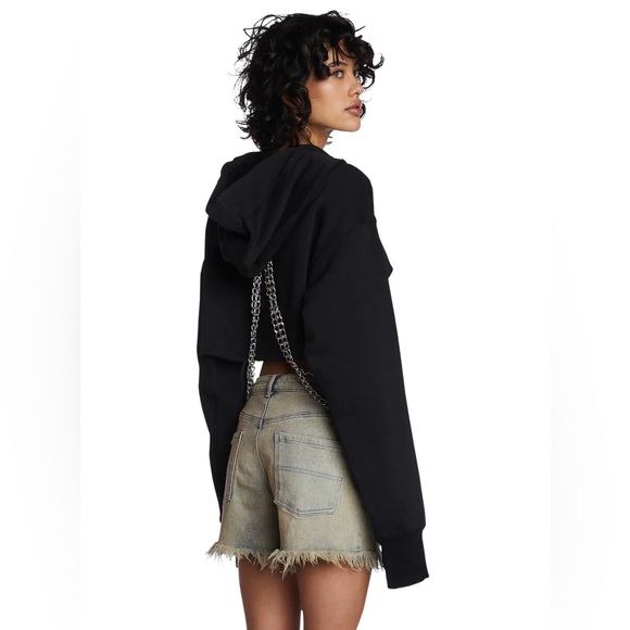 Current Mood Dolls Kill Cropped Chain Hoodie. SZ XL. NWT. - Picture 8 of 8